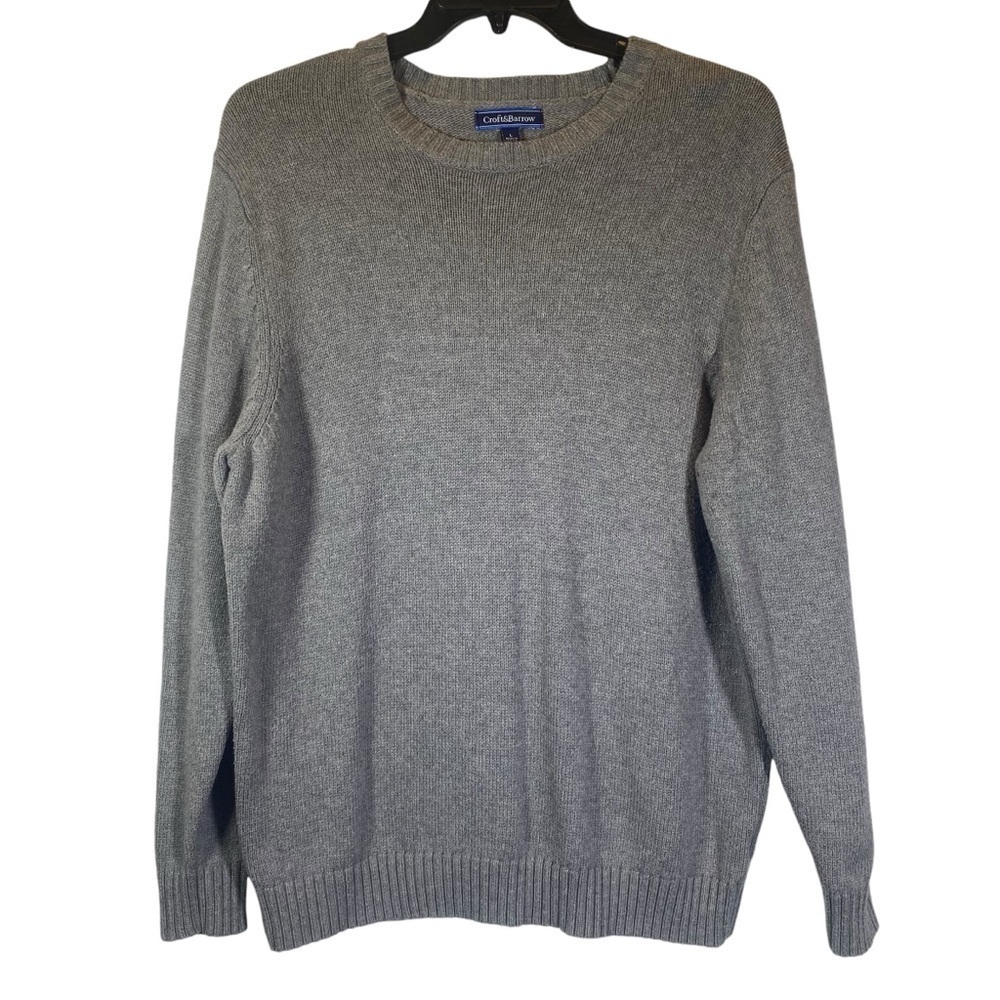 Croft & Barrow Men's size Large Gray crew neck knit sweater long sleeve pull on